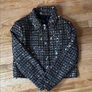 Zara Black & White Tweed Jacket